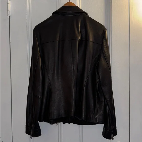 Calvin Klein Women's Sleek Black Leather Jacket - Picture 2 of 9